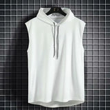 Men Tie Collar Hooded Sleeveless Vest