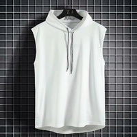 Men Tie Collar Hooded Sleeveless Vest