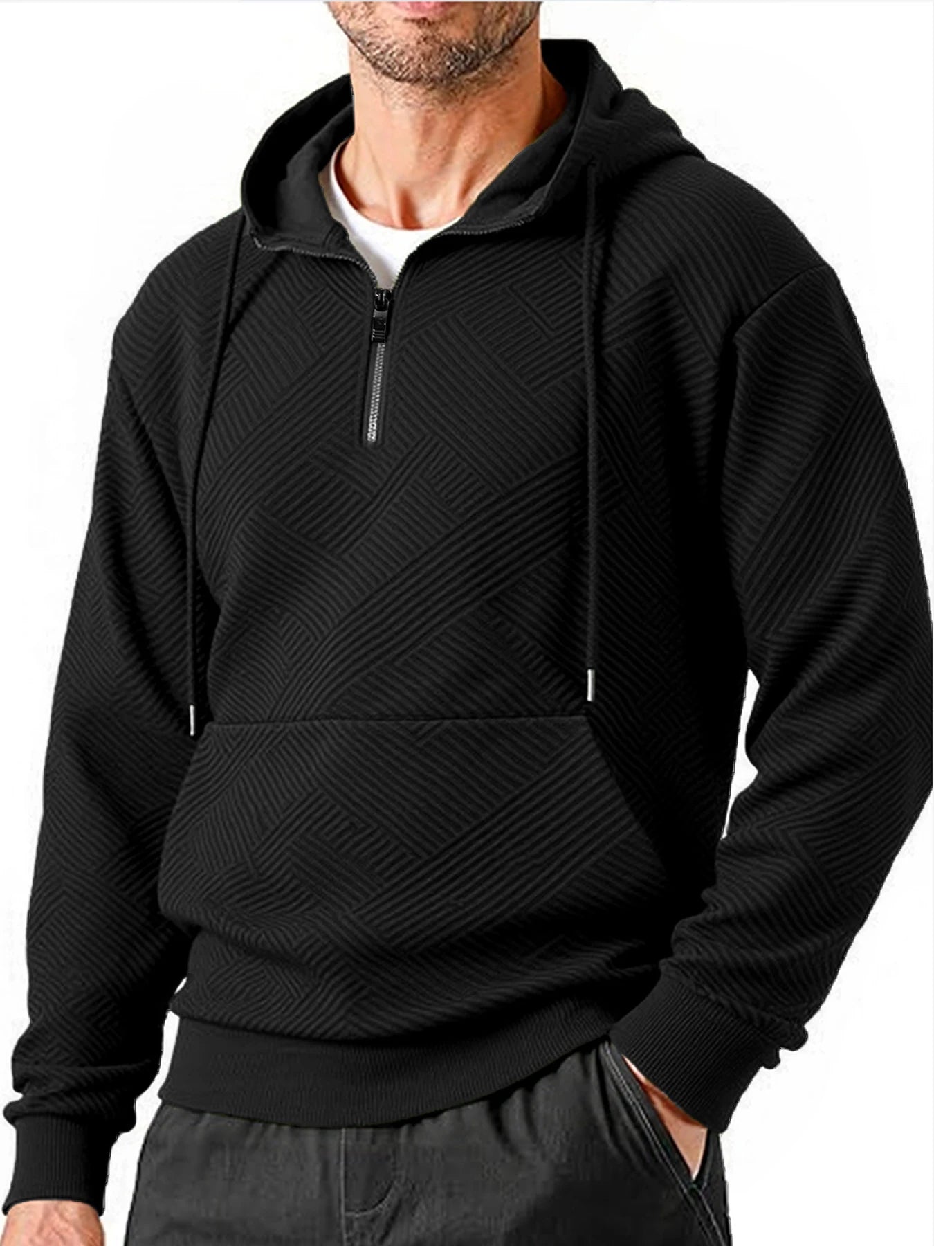 Spring and Autumn Zipper Hooded Casual Sweatshirt
