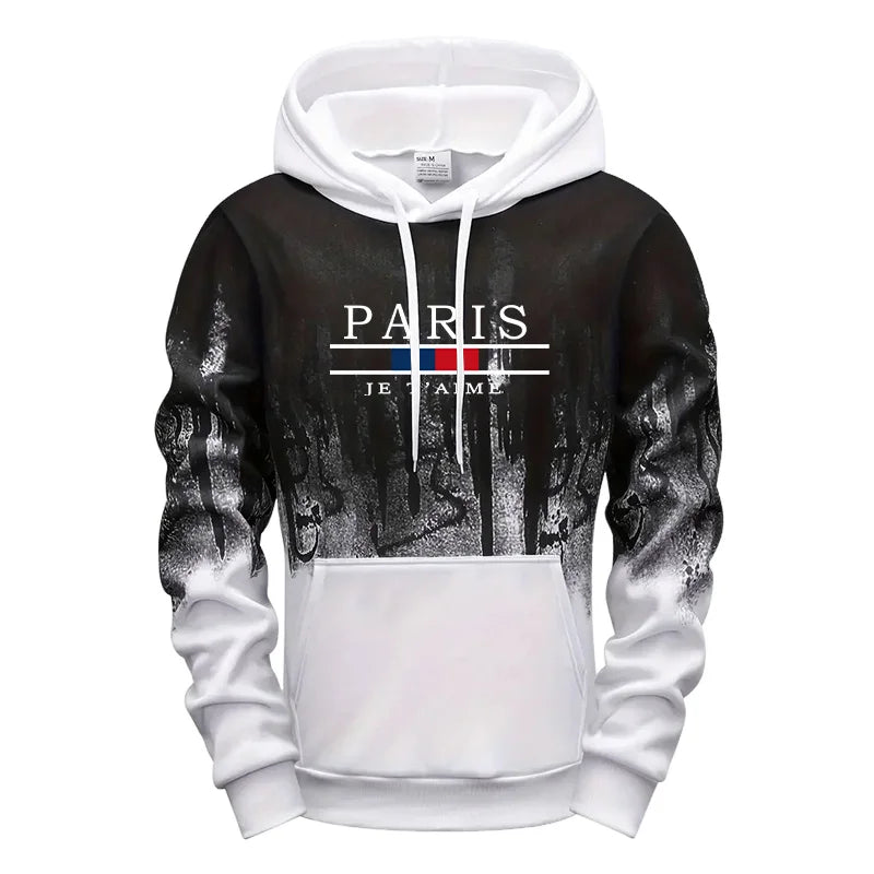 2025 New Mens Tracksuit Casual Printing Splash-ink Hooded Sweatshirts Daily Sports Jogging Mens Clothing Single Piece Tops Pants