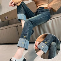 High Waist Fitted Vintage Chic Denim Pants