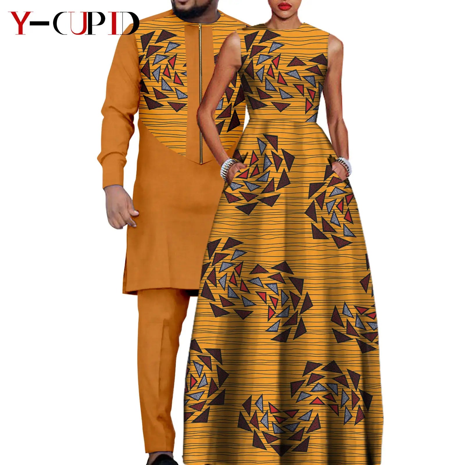 African Dresses for Matching Couple Outfits for Party Vestidos Y23C067