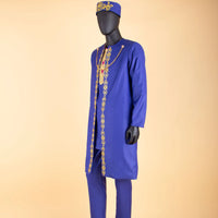 African Clothes for Men Agbada , Shirts, Pants, and  Hats 4 Piece Set - A2216013