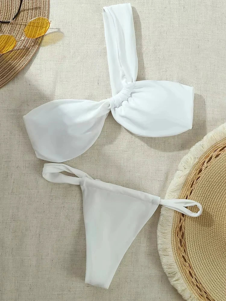 Sexy Sleeveless One Shoulder Swimsuit