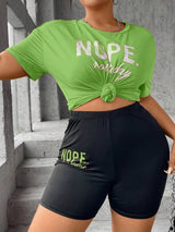 Nope Not Taday Letter Prints Tops & Shorts