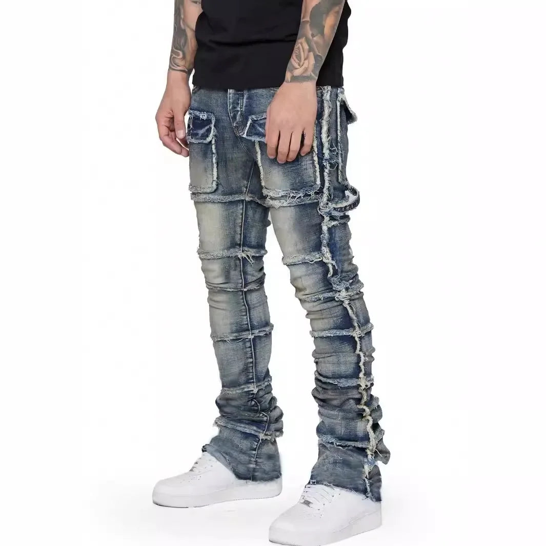 Fashionable Trendy Flared Men Denim Pants