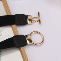 Women's Fashion Round Buckle Belt, Simple 4cm Wide Elastic Waistband, Decorative Temperament Waist Cincher