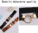 Women's Fashion Round Buckle Belt, Simple 4cm Wide Elastic Waistband, Decorative Temperament Waist Cincher