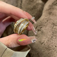 Rhinestone Ring Multi-layer Winding Rings for Women Wedding Full Zircon