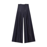 Solid Color High-Waisted Wide-Leg Jeans