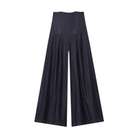Solid Color High-Waisted Wide-Leg Jeans
