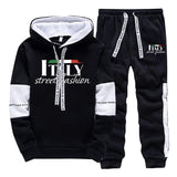 Mens Tracksuit Print Casual Sweatshirts Sweatpants 2 Pcs Set Autumn Winter Sportswear Suit Outdoors Sports Jogging Mens Clothing