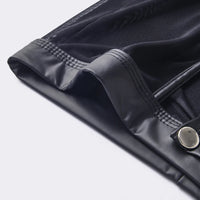 Fitness Long Men Boxer Underwear Mesh Faux Leather Men's Boxershorts Panties Long Leg Trunks Sexy Pouch Opened Button Underpants