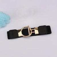 Women's Fashion Round Buckle Belt, Simple 4cm Wide Elastic Waistband, Decorative Temperament Waist Cincher