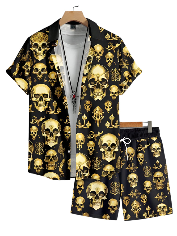Skull Printed Shirt And Shorts Set