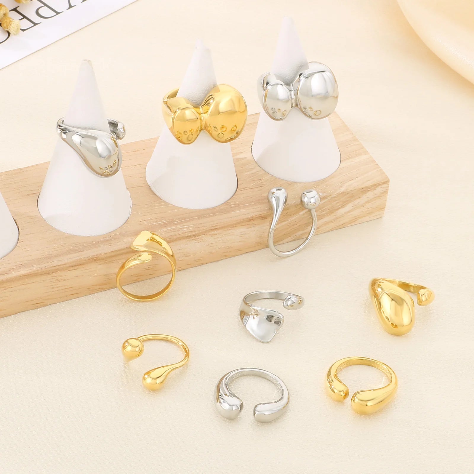 Luxury Rings Anillo Gifts For Women - Stainless Steel 304 - KR111374-GC