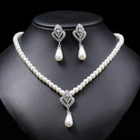 Personality flower Pearl Wedding Necklace Earring