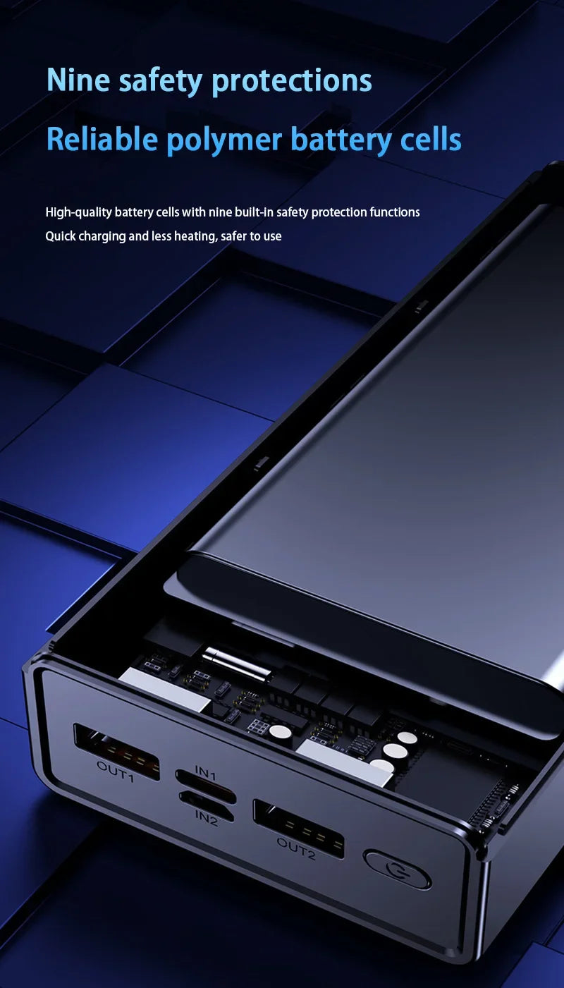 200000mAh 120W Power Bank Large Capacity Super Fast Charge Portable Power Bank With 4 Charging Cables LED Digital Display New