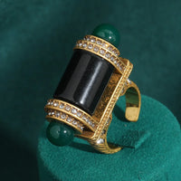 18K Gold-Plated Symmetrical Design Decorative Ring for Women