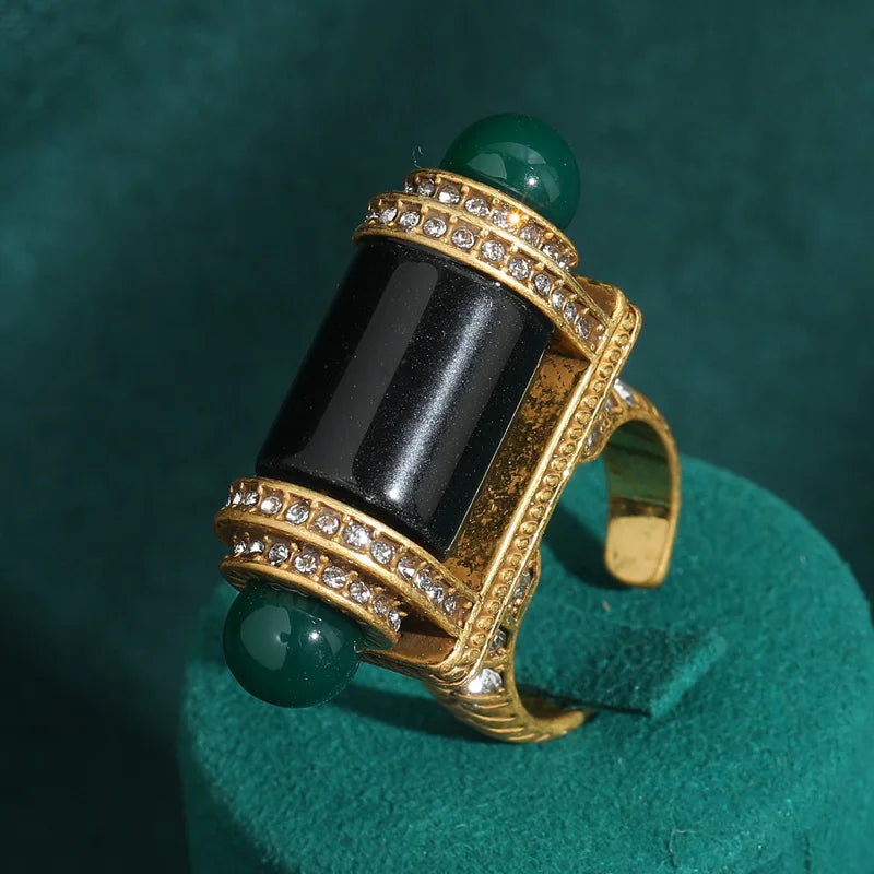 18K Gold-Plated Symmetrical Design Decorative Ring for Women
