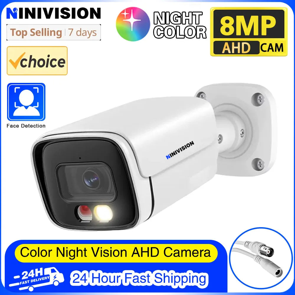 4K AHD Camera Full Color Night Vision CCTV Security Surveillance 8MP Outdoor Waterproof Analog Digital Video 5mp Home Camera