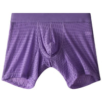 Fashion Ice Silk Underwear Long Leg Boxer Shorts For Man EUR Size Summer Thin Quick Dry Panties Lace Sexy Lengthen Underpants