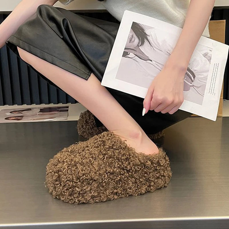 Comfortable Warm Fluffy Plush Velvet Slippers