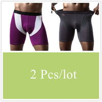 2pcs/Lot underpants leg up long boxer shorts man underwear panties for men pouch male trunks mesh calzoncillo hombre sexy boxers