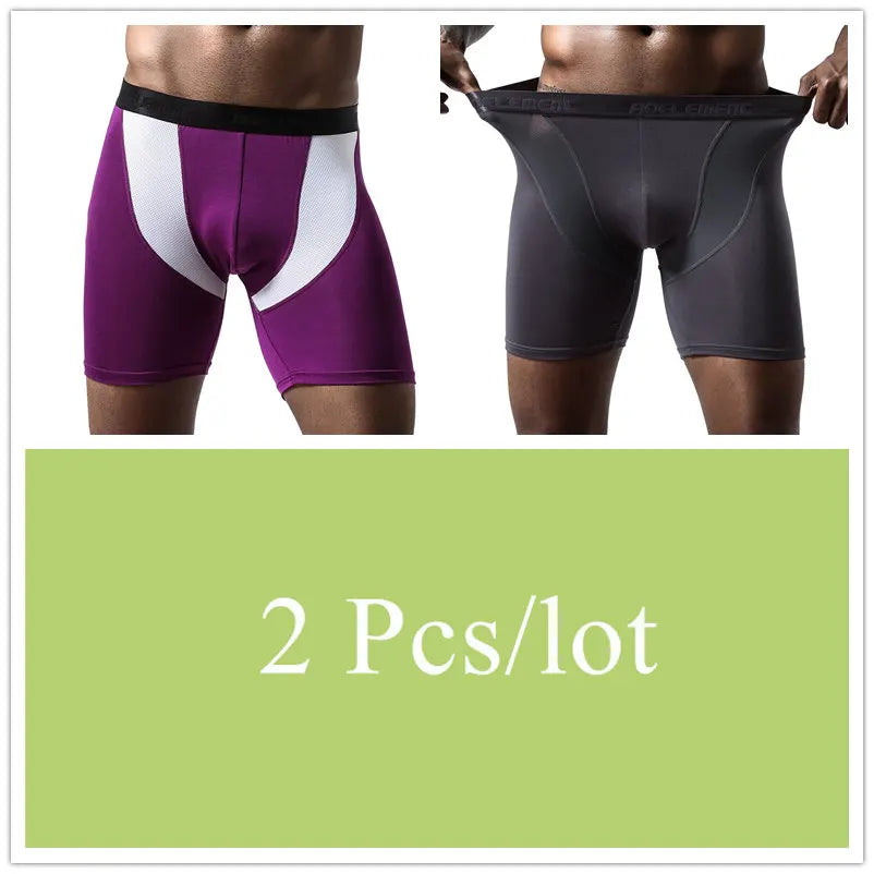 2pcs/Lot underpants leg up long boxer shorts man underwear panties for men pouch male trunks mesh calzoncillo hombre sexy boxers