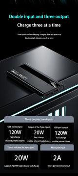 OnePlus 200000mAh Power Bank Large Capacity 120W Super Fast Charging PD20W Power Bank Digital Display Suitable  All Phones