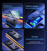 200000mAh 120W Power Bank Large Capacity Super Fast Charge Portable Power Bank With 4 Charging Cables LED Digital Display New