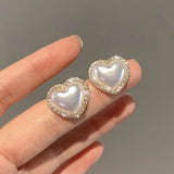 Gold Plated Pearl Heart Stud