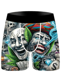 4Pcs Boxer Men's Underwear Soft Sports Breathable Four-season Men's Underwear Trendy Fashion Pop Print Boxer Underwear