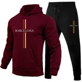 Casual Mens Tracksuit Printing Hooded Sweatshirts Sweatpants 2 Pcs Set Outdoors Sports Jogging Mens Clothing Street Sportswear