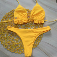Women Sexy Bandage Lace Up Bikini Set