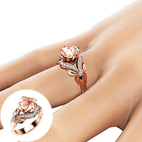 Gold Color Flower Round Rose Stone Ring Luxury Party Engagement Wedding Rings for Women Jewelry