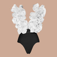 Women Ruffle Splice Bikini With Skirt