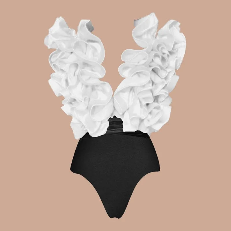 Women Ruffle Splice Bikini With Skirt