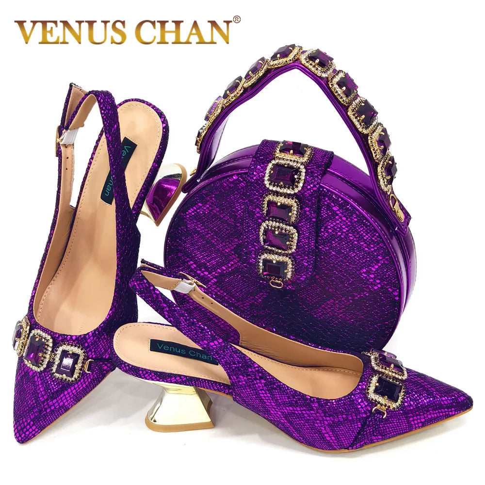 Pointed Toe High Heels Shoes and Bags Set