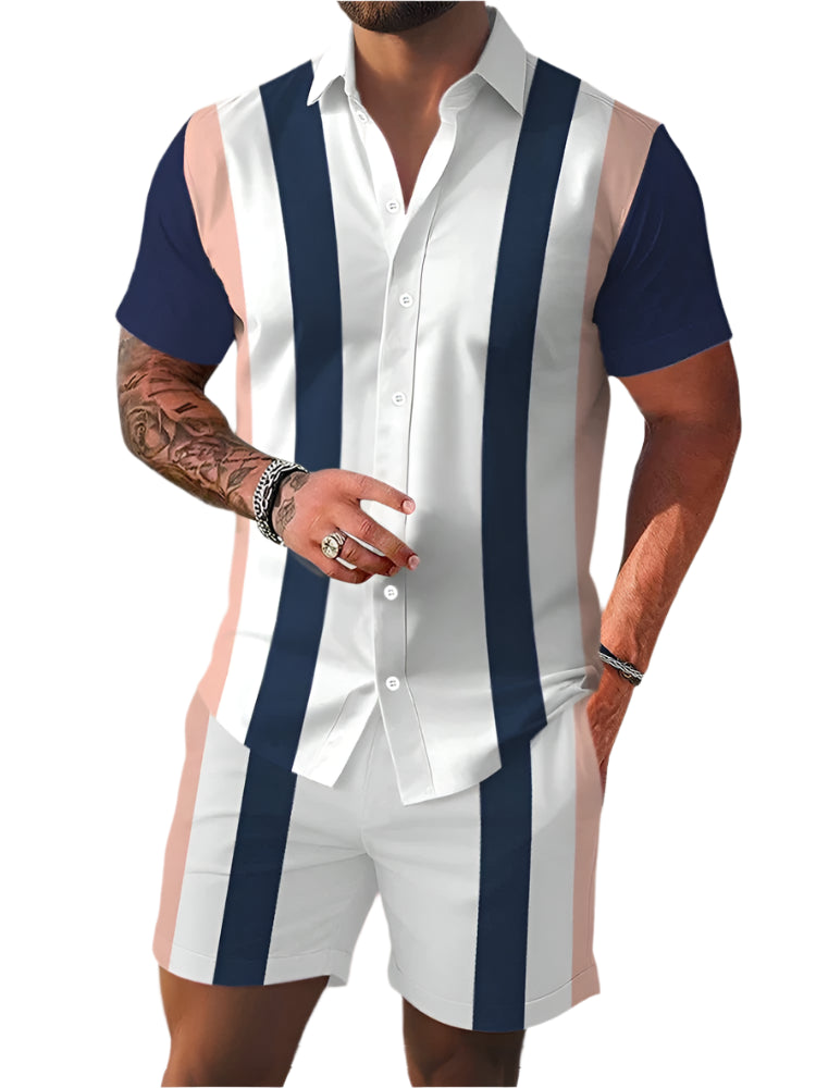 Men's Striped  Colorful Shorts Set