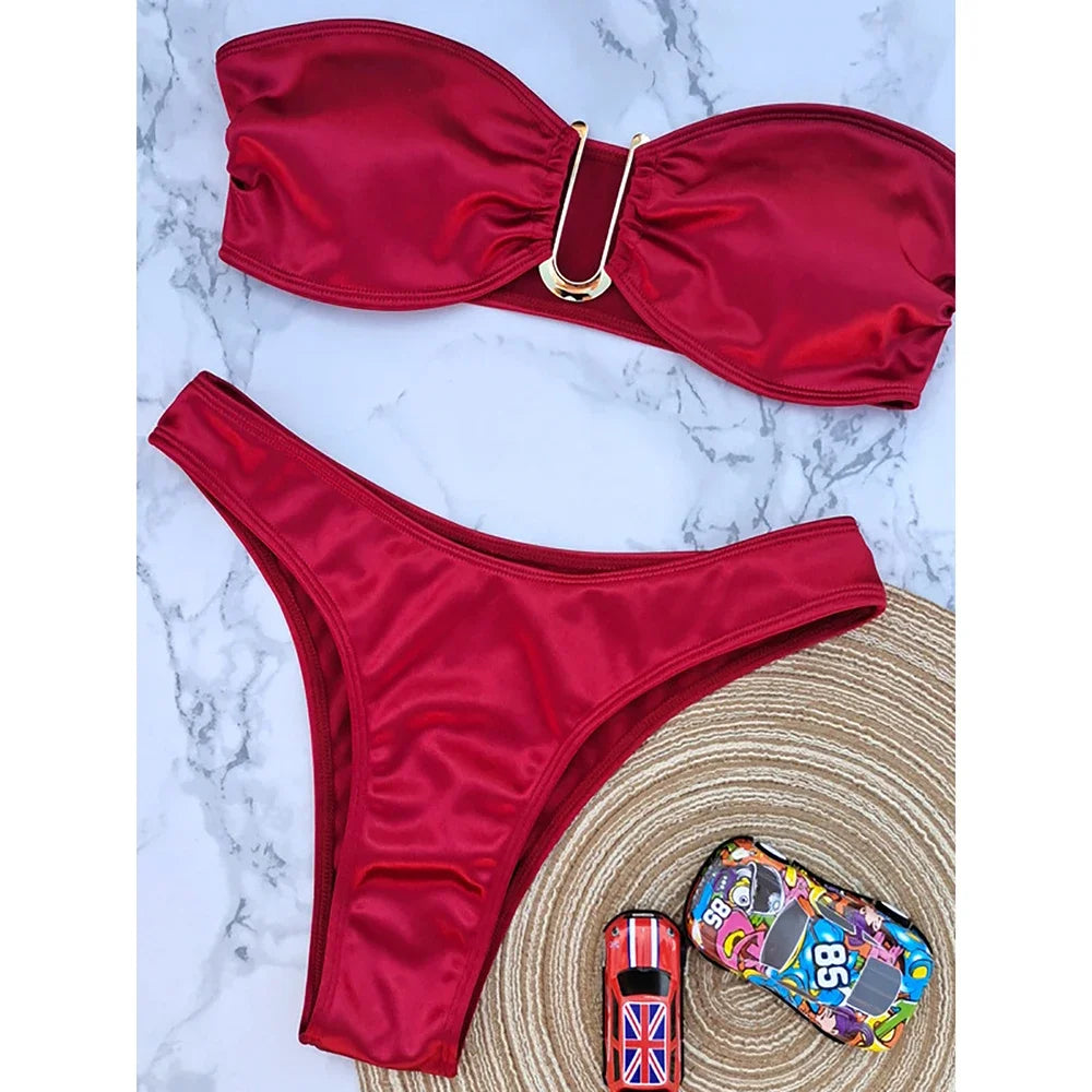 Push Up Monokini Bandeau Bikini Swimsuit