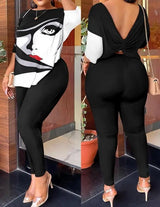 Summer Tie Dye Print Twisted Backless Top & Pants Set