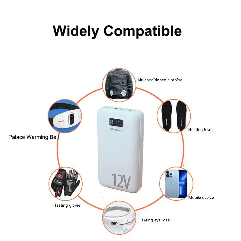 18000mAh Power Bank 12V DC Output Portable Charger Powerbank for iPhone Xiaomi Cooling Fan Heated Vest Jacket External Battery