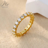 14K 18K Gold Plated Ring S925 Silver Pave Ring White Moissanite Ring
