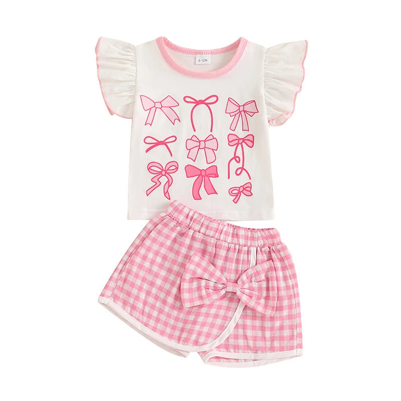 3Pcs Plaid Shirt Denim Overalls Bowtie Set