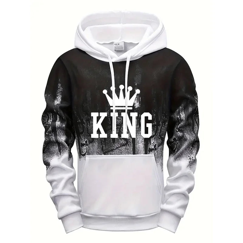 King Printing Mens Tracksuit Splash-ink Hooded Sweatshirts Casual Sports Jogging Mens Clothing Fashion Single Piece Tops Pants