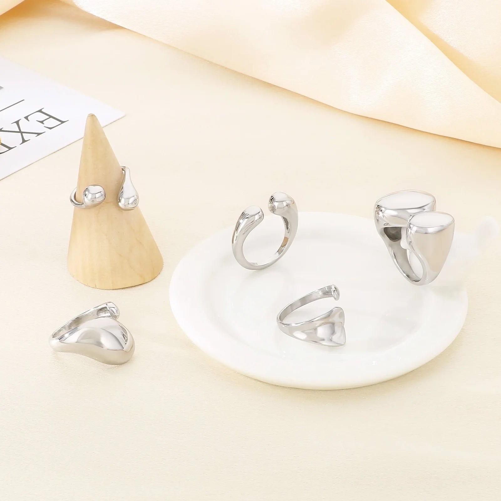 Luxury Rings Anillo Gifts For Women - Stainless Steel 304 - KR111374-GC