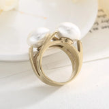 Elegant Shell Simulated Pearl Rings for Women