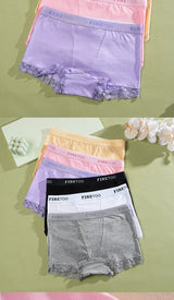 3Pcs Women's Lace Panties Cotton boxer briefs Seamless Sports Boxers Underwear Female Briefs Lingerie Intimate Underpant S-XXL