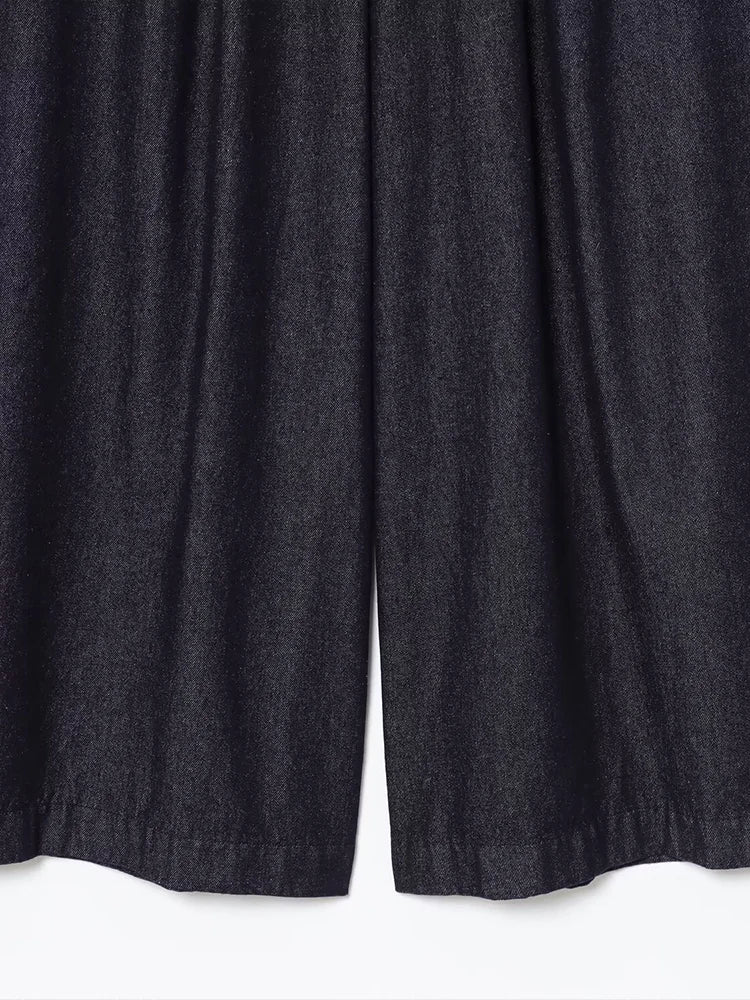 Solid Color High-Waisted Wide-Leg Jeans